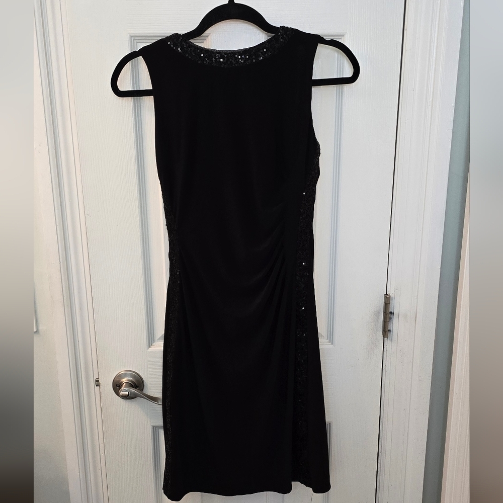 Chaps Black Sleeveless Dress With Sequin Detail, Size S (1105)